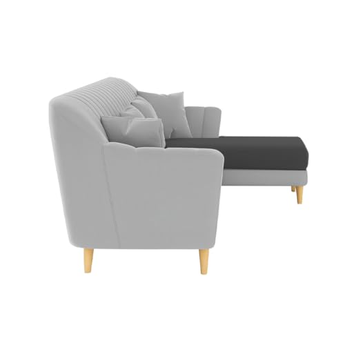 Image of Atticus RHS 6 Seater L Shape Sofa Set for Living Room (Black Grey Fabric) Premium Fabric Sofa Set