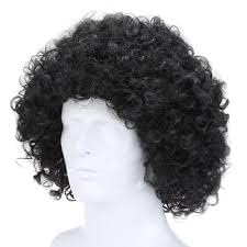 Fancy Multicolor Men & Women Long Hair Fluffy Curly Wig Fancy Party Cosplay Costume Funny Holi Cap Hair Wig (Black Afro Curly Cap)-image-12
