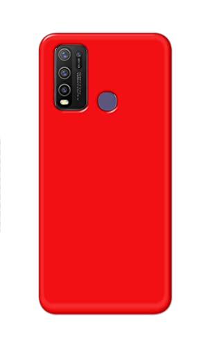 Image of Printed Hard Back Cover Case for Vivo Y50 Back Cover (Plain Red) -1803
