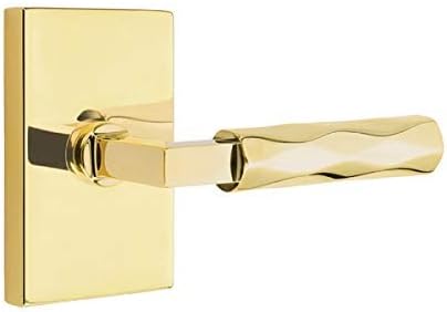 Emtek Select Dummy, Modern Rectangular Rosette Tribeca Lever (L-Square Stem, Unlacquered Brass)