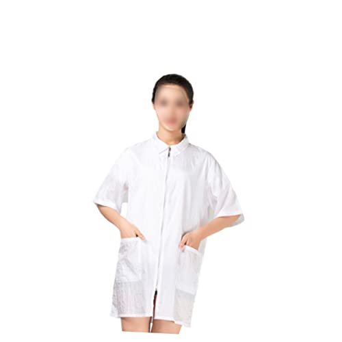 KALLORY 短袖ヘアダイ用作業服 メンズ レディース対応 ホワイト 防水 ソフ