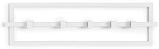 Umbra Wall Mounted Modern, Sleek, Space-Saving Hanger with Retractable Hooks to Hang Coats, Scarves, Purses and More, Steel, White, 5