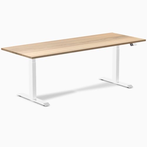 Image of Desky Dual Hardwood Sit Stand Desk White Ash 80 inch White
