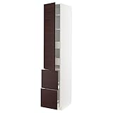Produit de Ikea Sweden Ikea METOD/MAXIMERA Hi Cab avec shlvs/4 tiroirs/DR/2 frnts, 40 x 60 x 220 cm, blanc Askersund/marron foncé effet cendré