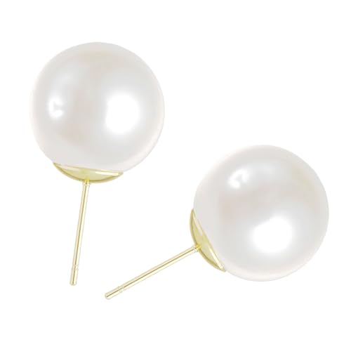 Big Pearl Earrings for Women - Oversized Classic Faux Large Earring Studs, Hypoallergenic for Ears