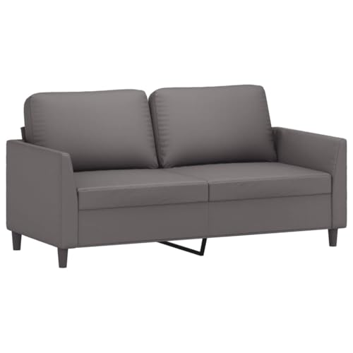 vidaXL Sofá de 2 Plazas, Asiento con Respaldo Reposabrazos, Sofá de Descanso Televisión, Sillón Tapizado para Salón, Cuero Sintético Gris