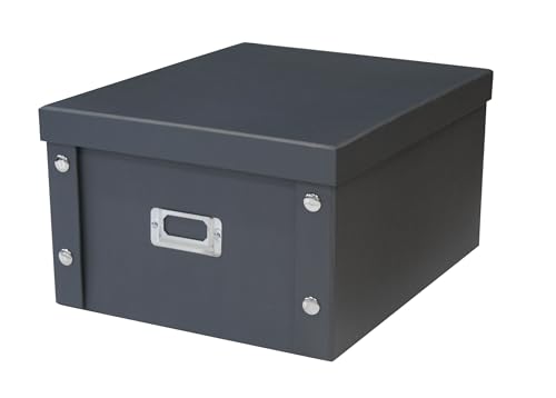 Box and beyond - Boîte Rangement - 35 x 28 x 18 cm - Carton Noir - Avec Couvercle - Rangement, Stockage - Objets, Accessoires, Documents - Bureau, Archive