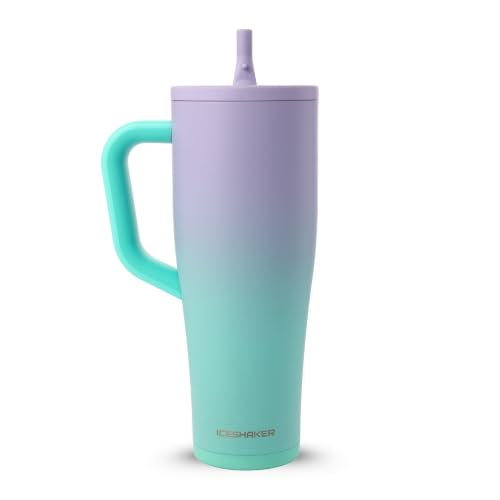 Image of Ice Shaker 40 oz Tumbler with Handle and Straw | 40oz Matte Mermaid| Cold for 30+ Hours | 2-in-1 Tumbler Shaker Bottle | Odor-Free 40 ounce Bottle for Water, Protein Shakes, Smoothies, Cocktails