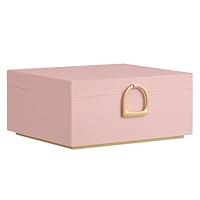 SONGMICS 2-Layer Jewellery Box, Jewellery Organiser with Handle, Removable Jewellery Tray, Jewellery Storage, Floating Effect, 20.5 x 24 x 11 cm, Gift Idea, Jelly Pink JBC165R01