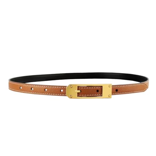Women Skinny Leather Belt for Jeans Pants Dresses Ladies Fashion Waist Belt with Gold Buckle
