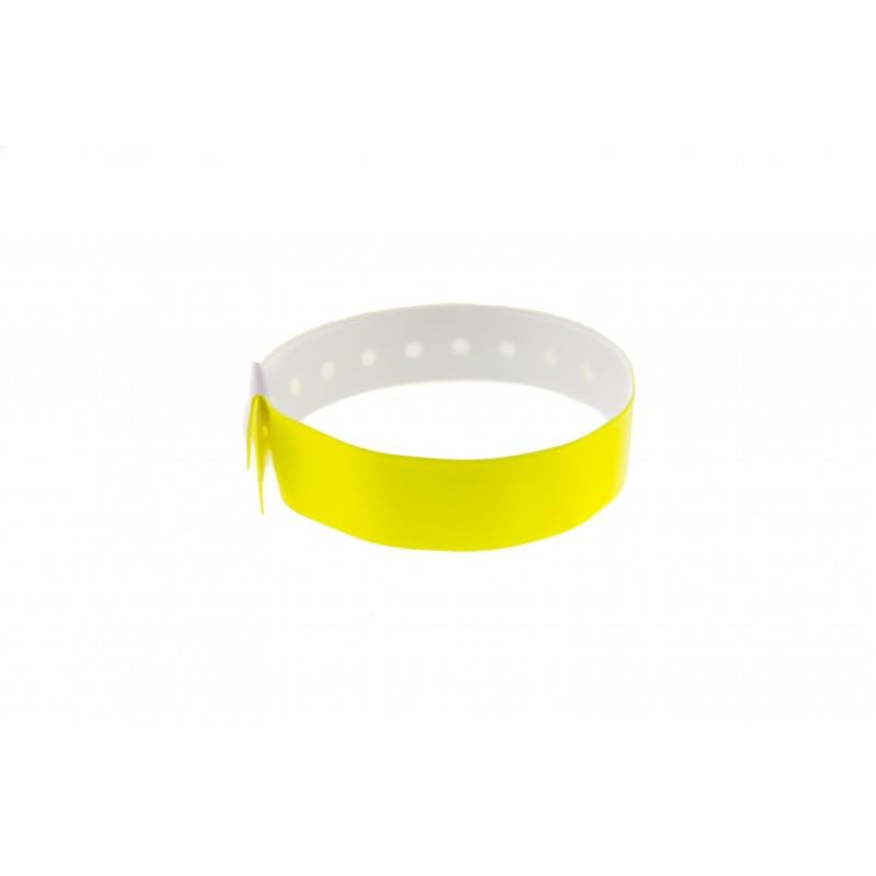 Lot de 100 bracelets plastiques d'identification vynile souple - taille XL : 25x250mm - étanche et sécurisé - idéal pour évènement/festivals/salons - (Jaune fluo)