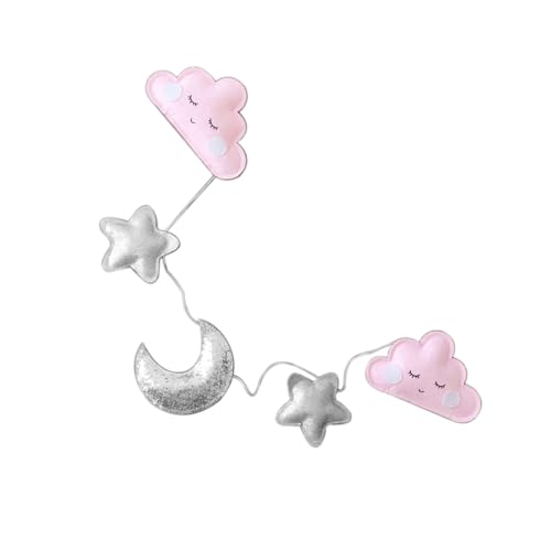 Guirlande Décorative Nuage Lune Étoile en Feutre Rose Style Nordique