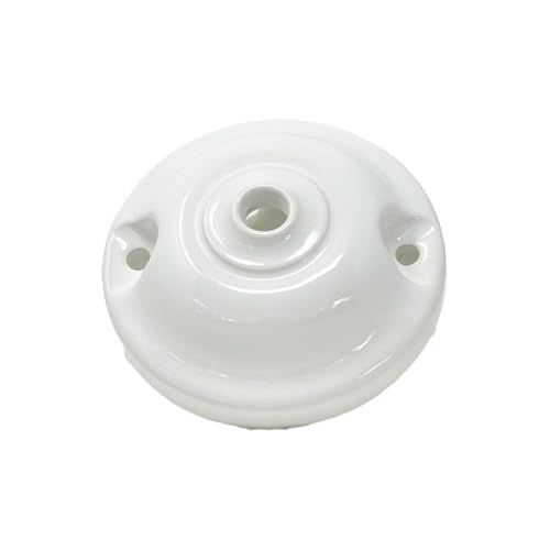 Rosette aus weißem Porzellan, Ø 75 mm, 1 zentraler Ausgang + 2 seitliche Ausgänge