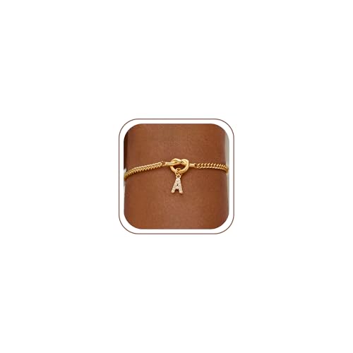 GWH Gold Initial Bracelets for Women Jewelry Gifts - Dainty 14K Gold Plated Zircon Letter Knot Bracelet Alphabet Monogram Initial A Bracelets Birthday Gifts for Women - image 1
