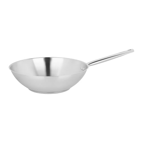 Sitram 717097 Wok Endurance Ø28cm 100% Acier Inoxydable - fond triple épaisseur - Intérieur sans revêtement nocif - Tous feux dont induction - Compatible four