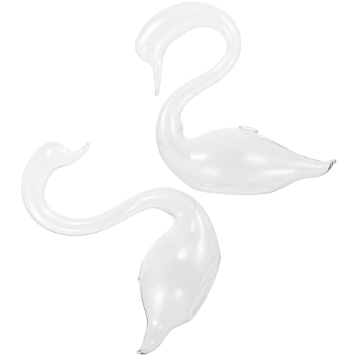 PAMINGONO 2pcs Swan Vase Holders Glass Creative Desk Decorations for Office and Hotel Home Decoration with Planting Flowers Function