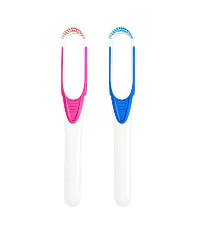 Soft-Bristled Tongue Cleaner,Oral Care Tool for Fresh Breath,Blue & Pink