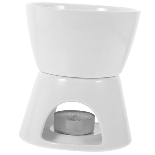 OKUMEYR 1set Ceramic Fondue Melting Pot for Cheese with Candle Heat for Home Baking Parties Includes Forks Versatile Kitchen Gadget for Multiple Occasions