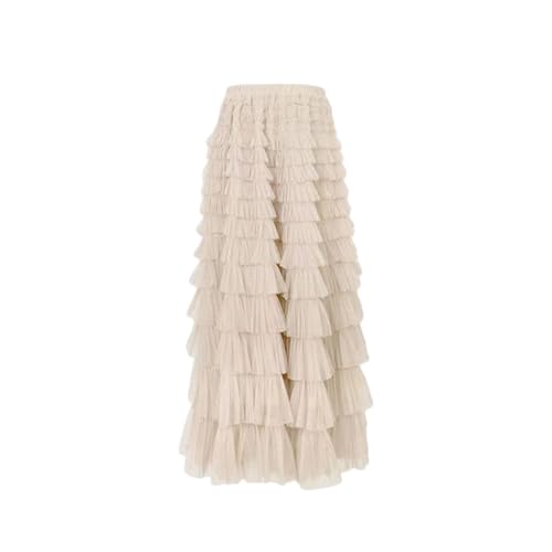 Women's Skirts A-Line Elastic Waist Multilayer Ruffles Casual Party Pleated Tulle Skirt
