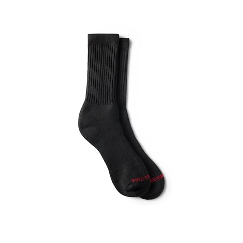Red Wing Shoes Performance Work Medium Weight Crew Socks, Stretchable Acrylic/Nylon/Cotton Blend, Black, 9-12 (1 pair)
