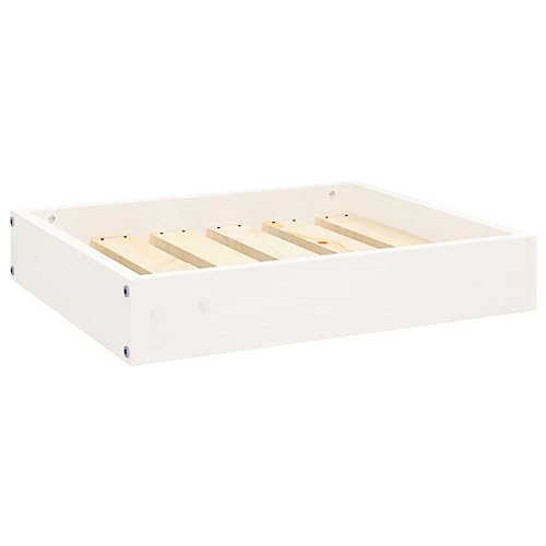 Lit pour Chien en Bois, Panier Canapé pour Chien Chat Animal de Compagnie Blanc 51,5x44x9 cm Bois de pin Solide