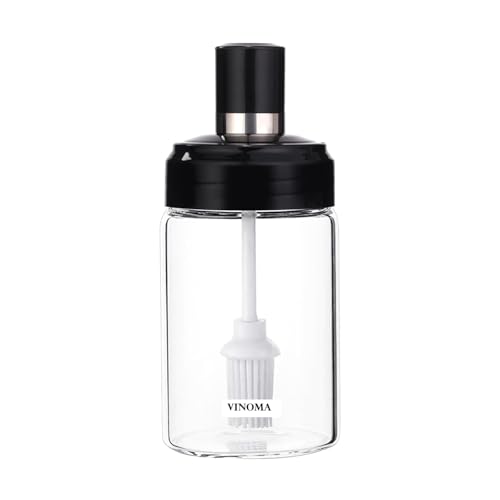 Image of Elegant Glass Oil Bottle with Brush 250ml, Oil Container Bottle for Kitchen, Glass Bottle with Brush for Cooking, Baking, BBQ, Marinating (Pack of 1, 260 ml)