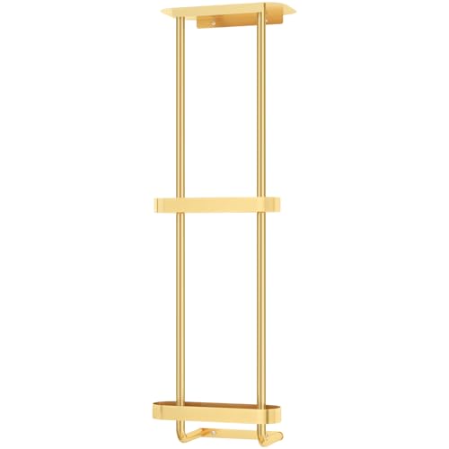 STWWO Toalleros para baño con Organizador de Ducha con Estante de Metal, Almacenamiento de Toallas de baño de 92 cm, montado en la Pared, Dorado
