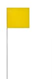 Swanson FY21100 2-Inch by 3-Inch Marking Flags with 21-Inch Wire Staffs, Yellow 100 Pack
