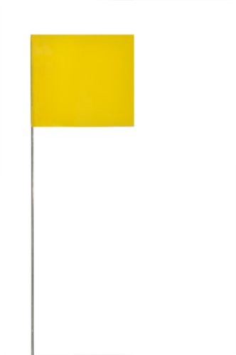 Swanson FY21100 2-Inch by 3-Inch Marking Flags with 21-Inch Wire Staffs, Yellow 100 Pack