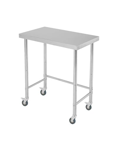 Stainless Steel Table 18x32 Inch with Wheels, Stainless Steel Kitchen Prep Table, Commercial Utility Work Table
