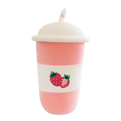 Image of Jumbo Strawberry Milk Tea Plush Oversized Fruit Cuddle Toy