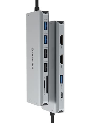 WAVLINK USB Type-C 13-in1 ミニドッキングステーション HDMIアダプター 最大4K出力3840 x 2160@30Hz 多機能 USB 3.0変換アダプター3×USB3.0/1×USB2.0/ LANポートRJ45/DP 4K 60Hz/2×HDMI/PD3.0充電/SD TFカードリーダーポート3.5mm 音声出力 Windows ; Mac OSX 10/Linuxなどに対応
