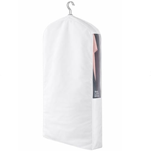 Premium Garment Bag for Hanging Clothes - Breathable Cotton Suit Bag for Closet Storage - Garment Bags for Dresses Coats & Gowns - Garment Cover for Long Dress Travel & Home (42 Inch)