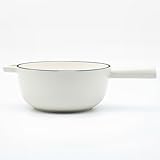 osoltus Fondue | Käsefondue | Fleischfondue Topf Gusseisen cremeweiß 6 Personen Emaille