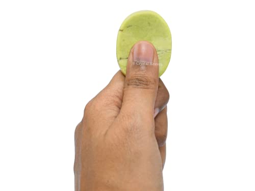 Image of Certified Serpentine Crystal Thumb Worry Pebbles Stones for Anxiety Stress Relief Massage - AAA Grade Original Healing Gemstone Agate Rubbing Stone for Yoga Meditation Spiritual Reiki Feng Shui