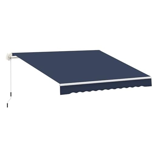 Outsunny 10' x 8' Retractable Awning, Patio Awnings, Sunshade Shelter w/Manual Crank Handle, UV & Water-Resistant Fabric and Aluminum Frame for Deck, Balcony, Yard, Blue