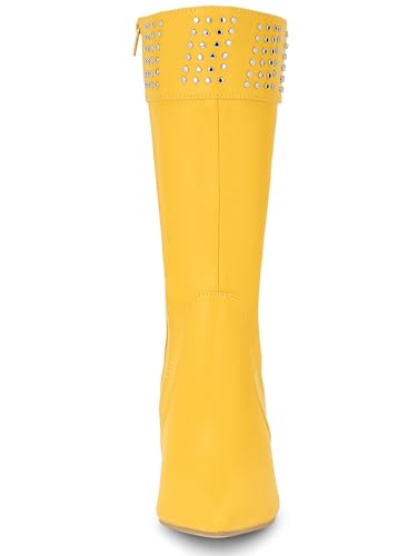 Allegra K Women's Boot Pointed Toe Kitten Heel Boots Knee High Boots2