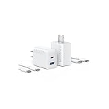 Anker Charger (20W, 2-Port) with USB-C & USB-C ケーブル 2個セット (20W USB-C＆USB-Cケーブル付属 2ポート急速充電器)【PSE技術基準適合/USB PD対応/PowerIQ搭載/コンパクトサイズ】 Android スマートフォン iPad その他 各種機器対応 (ホワイト)