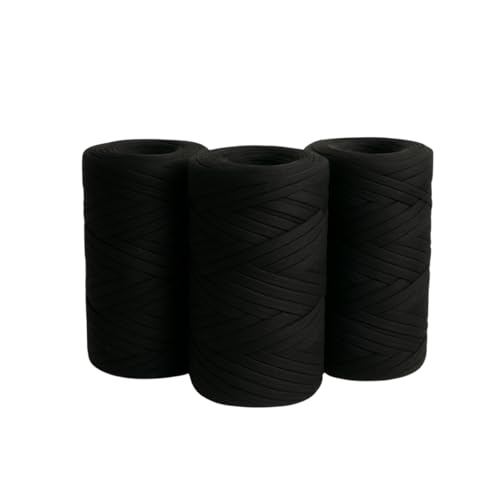 SYMEON Kit 3 Fio De Malha Ecológico 85% Algodão Espessura Média Crochê Tricô Artesanato 1,5kg 240m (Tons de Preto)