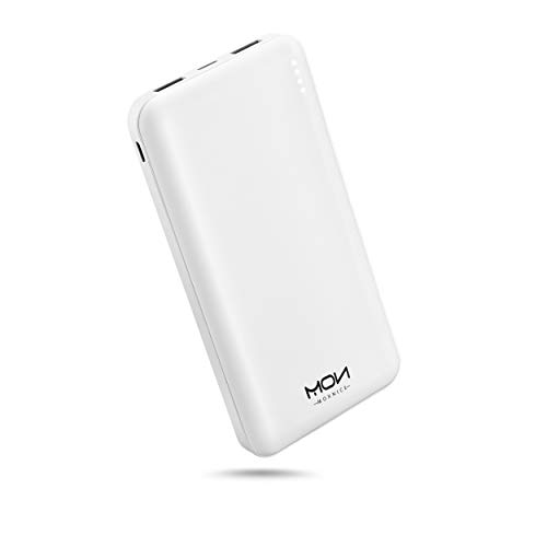 MOXNICE Bateria Externa Powerbank 10000mAh, Compacto y Ligero Power Bank con 2 Entradas/Salidas para iPhone iPad Samsung Huawei Xiaomi (Blanco)