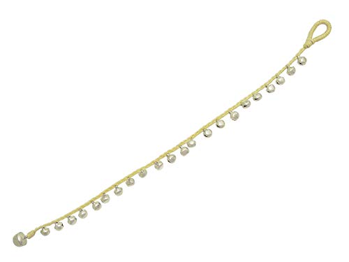 Tobillera de cordón beige de 10 pulgadas con cascabeles pequeños BDJ 2