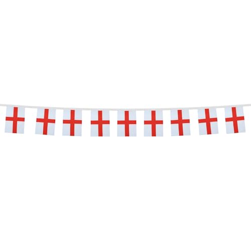 Image of AZ FLAG England 6 meters BUNTING Flag 20 flags 9'' x 6'' - English STRING flags 15 x 21 cm