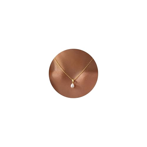 Yoosteel Pearl Necklaces for Women, 14K Gold Plated Drop Pearl Pendant