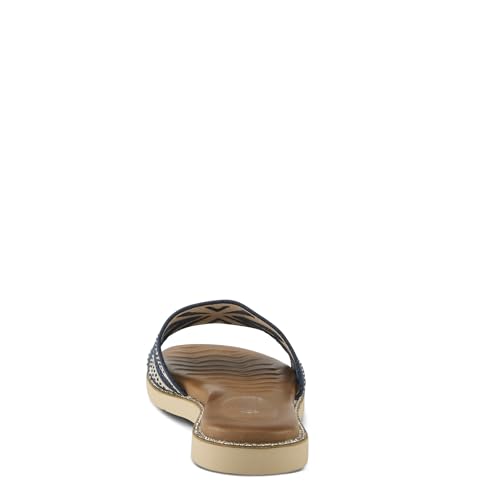 PATRIZIA Women's MARIAM Slide Sandals - Embroidered Canvas, Rhinestone Accents, Cushioned Comfort4