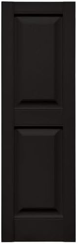 Mid America Raised Panel Vinyl Shutters (1 Pair) - 12 x 39 002 Black - Injection Molded Fade Resistant with Mounting Hardware - 1
