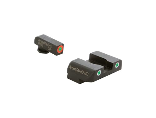AMERIGLO Green Tritium Orange Outline Front, Green Tritium White Outline Rear, Custom ClassicSight Set Compatible with Glock Gen 1-4 9mm/.40/.380, Gen 5 10mm/.45