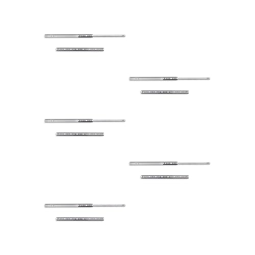 Emuca 3009705 - 5 Sets (10 Stück) Schubladenführungen, teilauszug mit Rollen 17mm x 246mm