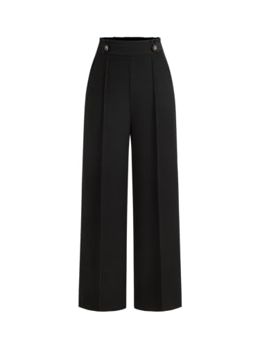 CIDER Mid Rise Elastic Waist Pocket Pleated Straight Leg Trousers