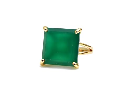 Bague en onyx vert bague carrée en or bijoux personnalisables