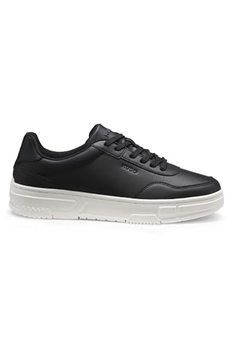 Baskets HUGO Yarrow Tenn en similicuir noir pour homme avec détails zigzag